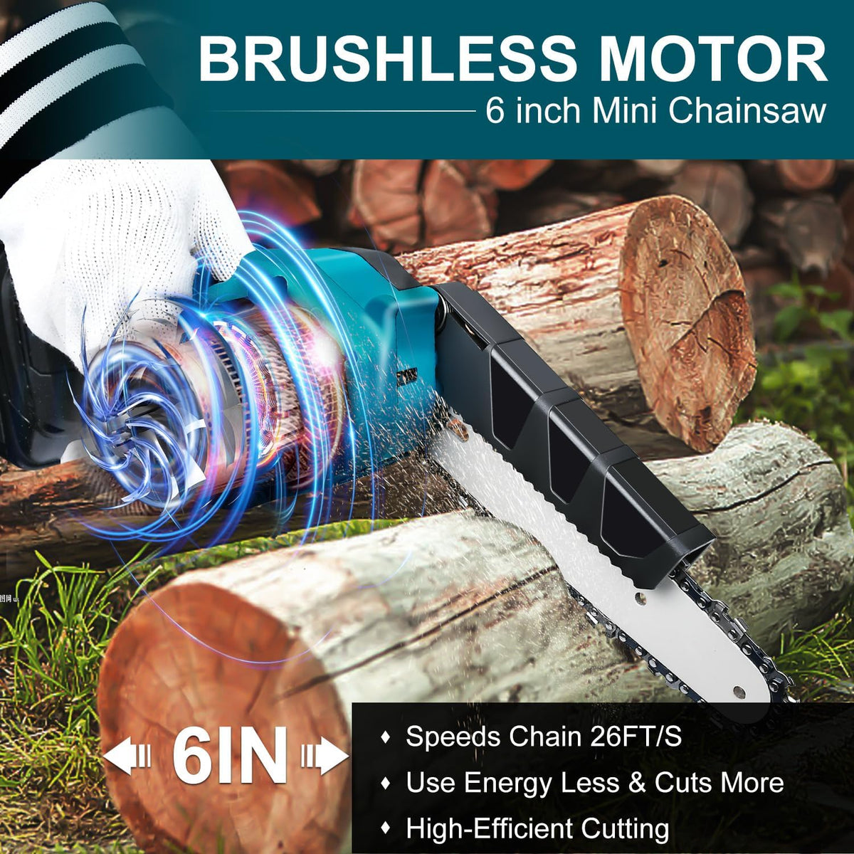 ⚡50% OFF NOW ! 🌳6-inch Cordless Mini Chainsaw with 2 Batteries🌲