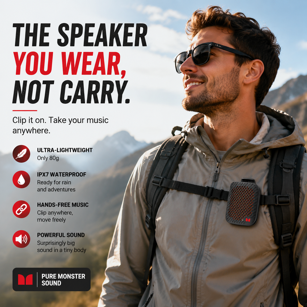 🏃 Outdoor Clip-On Bluetooth Speaker | Waterproof Speaker for Running & Cycling
