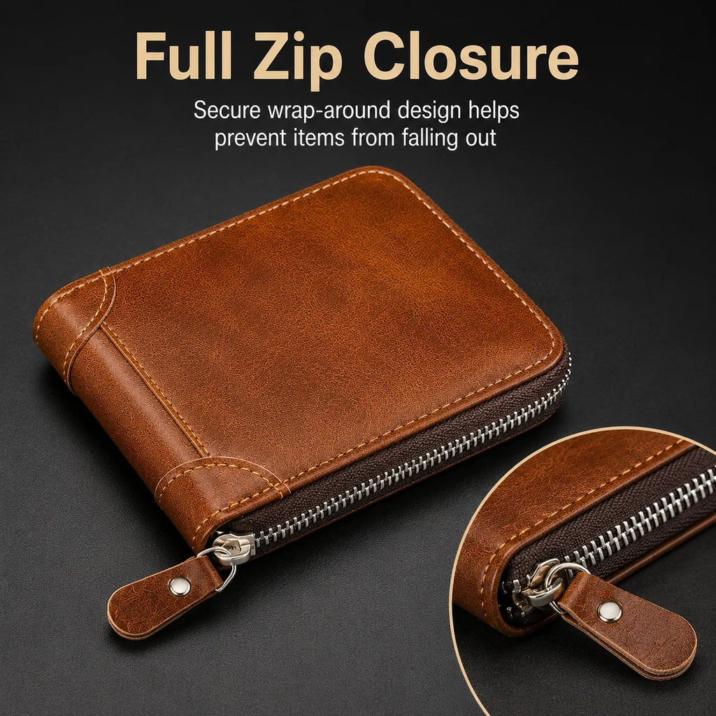 🔥LAST DAY 49% OFF🔥💼 Vintage Zip Wallet, Bifold Card Coin Purse