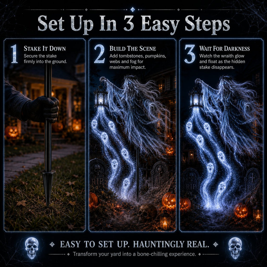 Soul Harvester Floating Wraith Light – Cold-White Halloween Yard Decor