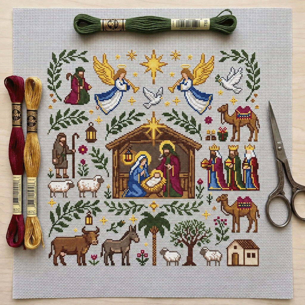🔥LAST DAY 50% OFF - ✝️🧵Nativity Cross Stitch Kit