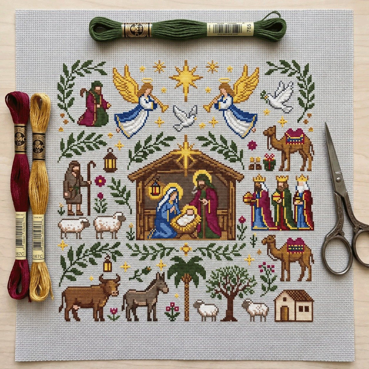 🔥LAST DAY 50% OFF - ✝️🧵Nativity Cross Stitch Kit
