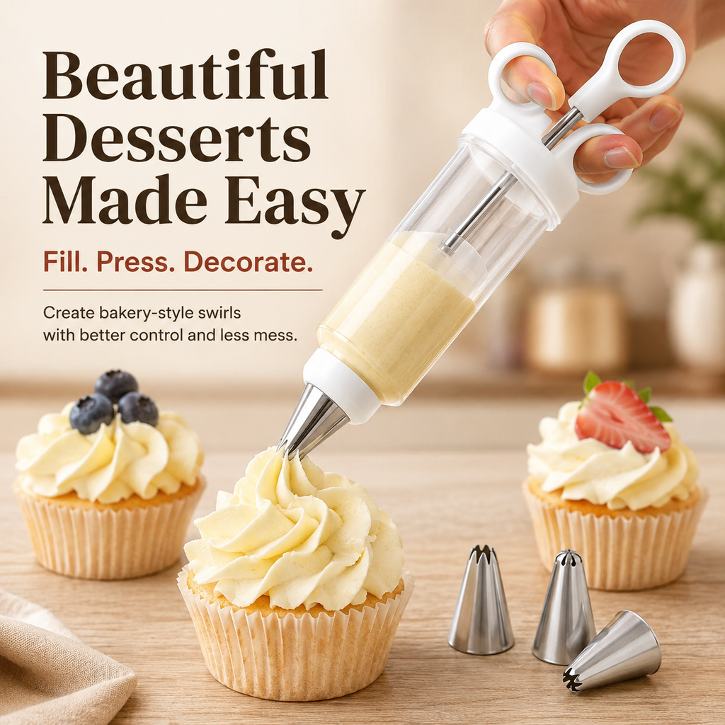 🧁 Easy Cake Decorating Gun – Beautiful Piping Made Simple