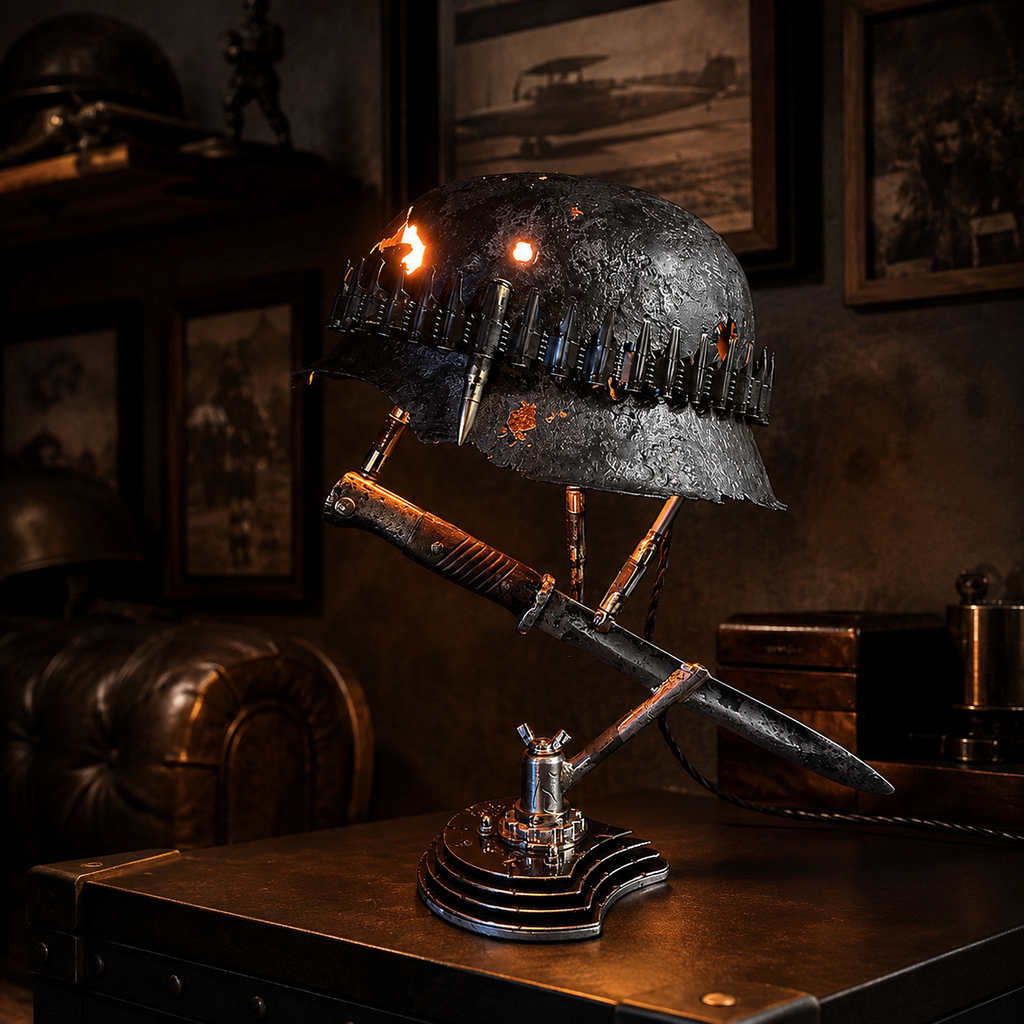 ⏰ 49% OFF Today Only!–🪖 War Relic Vintage Helmet Table Lamp
