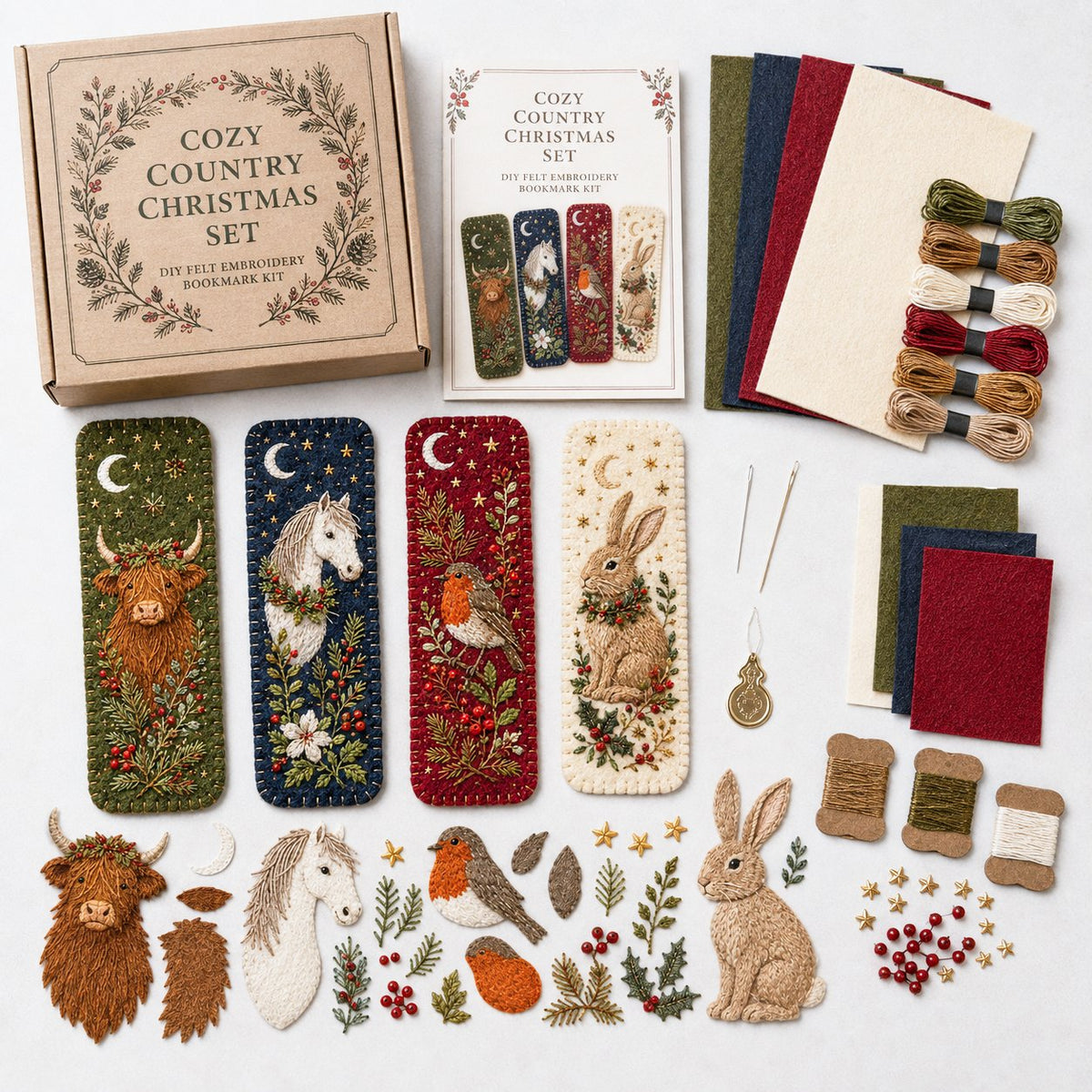 🎄 DIY Felt Embroidery Bookmark Kit