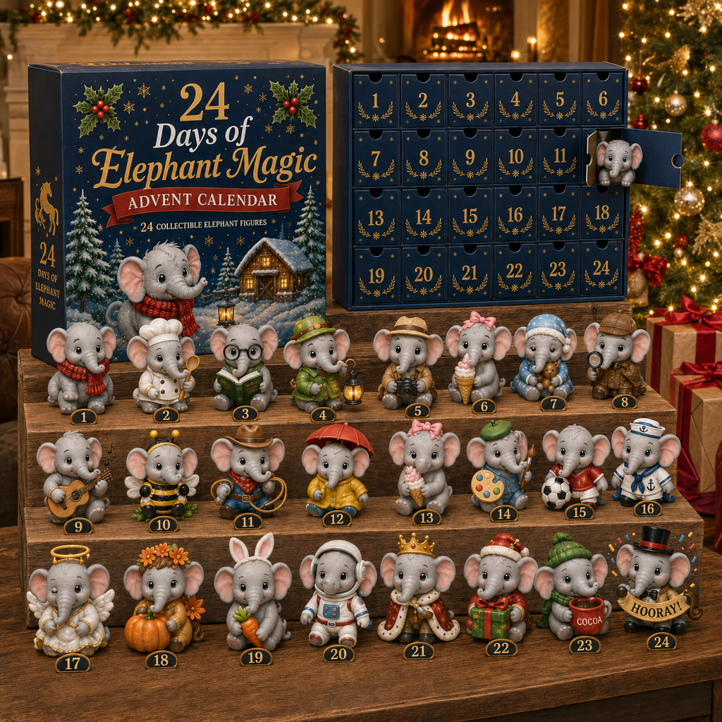 🐘 24 Days of Elephant Magic Advent Calendar – 24 Collectible Christmas Elephant Surprises