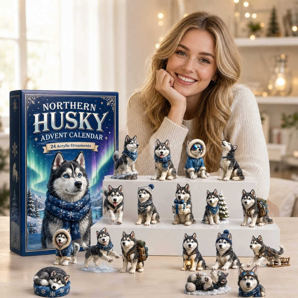 ⏳ Last Day 49% OFF – 🐺❄️ Northern Husky Advent Calendar 2026 | 24 Days of Husky Adventures with 24 Unique Acrylic Husky Ornaments for Dog Lovers 🎄🎁