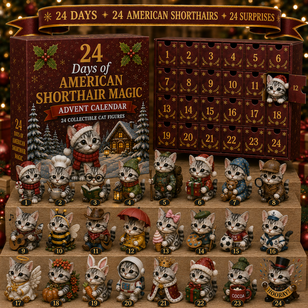 🐱 24 Days of American Shorthair Magic Advent Calendar – 24 Collectible Christmas Cat Surprises