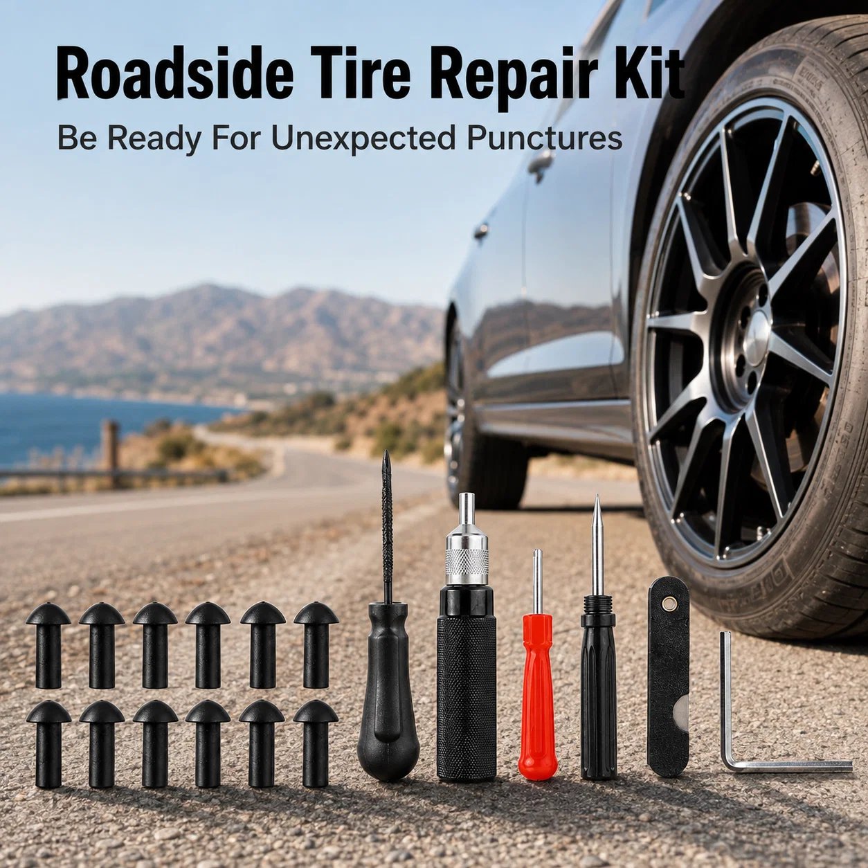 🔥😍🍄 Mushroom Tire Repair Kit – Compact Roadside Puncture Tool Set