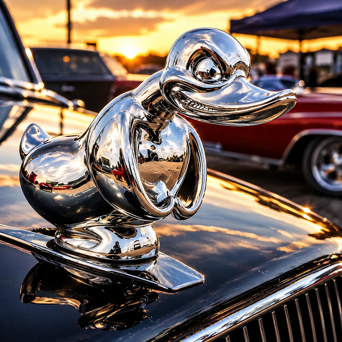 Chrome Angry Duck Hood Ornament – Car & Desk Decor