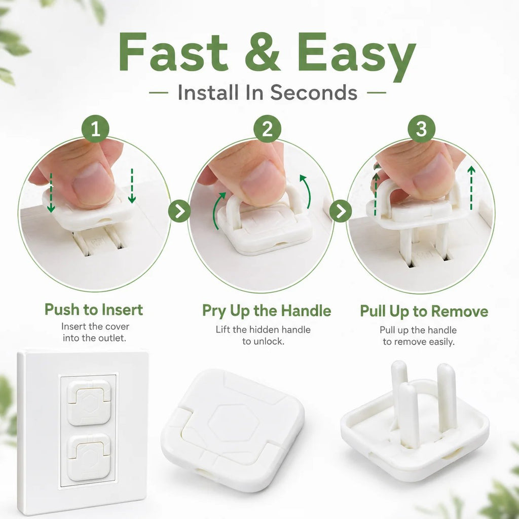 🎉✨ Baby Proof Socket Covers with Smart Handle Design – Fits 2 & 3 Prong Outlets for Easy Parent Removal