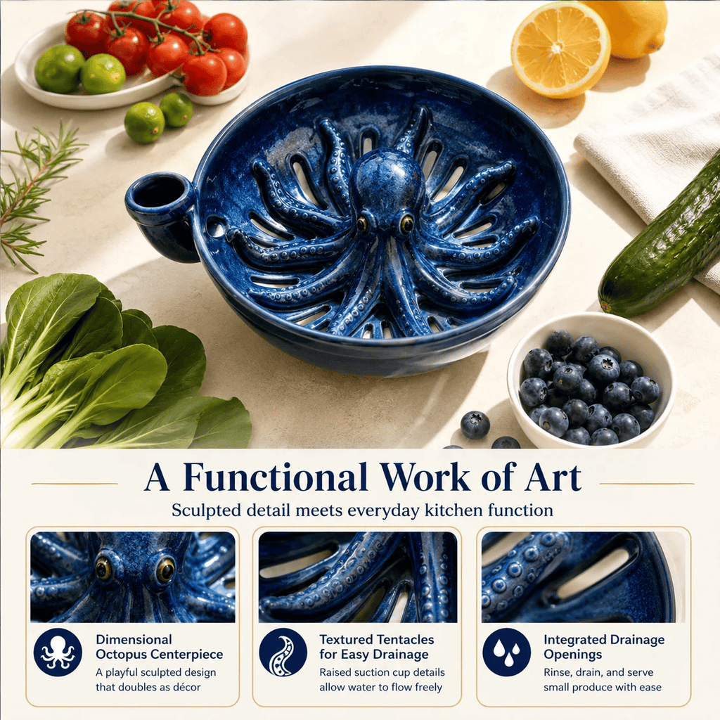 Bold Indigo Octopus Berry Colander