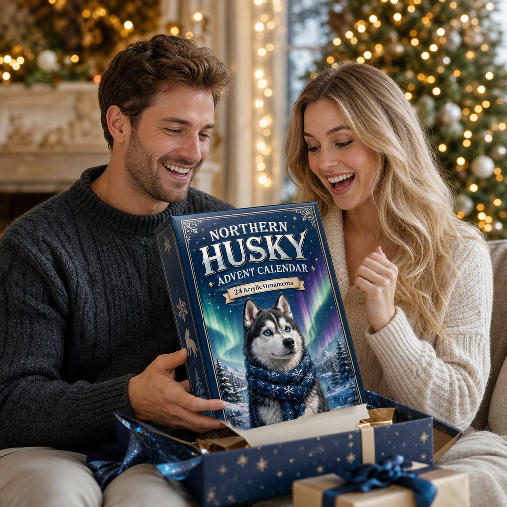 ⏳ Last Day 49% OFF – 🐺❄️ Northern Husky Advent Calendar 2026 | 24 Days of Husky Adventures with 24 Unique Acrylic Husky Ornaments for Dog Lovers 🎄🎁