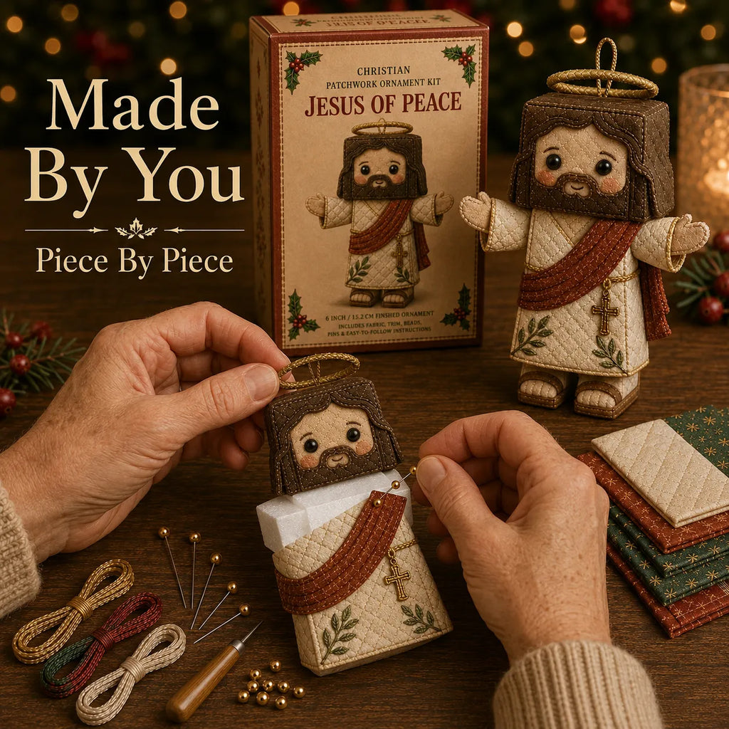 ⏳ Last Day 49% OFF – ✝️ Beginner-Friendly DIY Christian Block Figure Patchwork Ornament Kit Collection | Complete Kit with Pre-Cut Fabrics, Padded Ornament Form & Step-by-Step Guide Included 💕