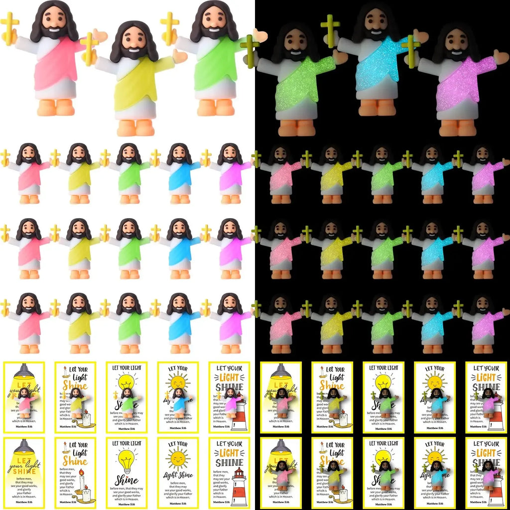 ✝️ Glow-in-the-Dark Little Jesus Mini Figure Collection | Colorful Faith-Inspired Keepsakes with Message Cards for Gifting, Sharing & Everyday Encouragement ✨