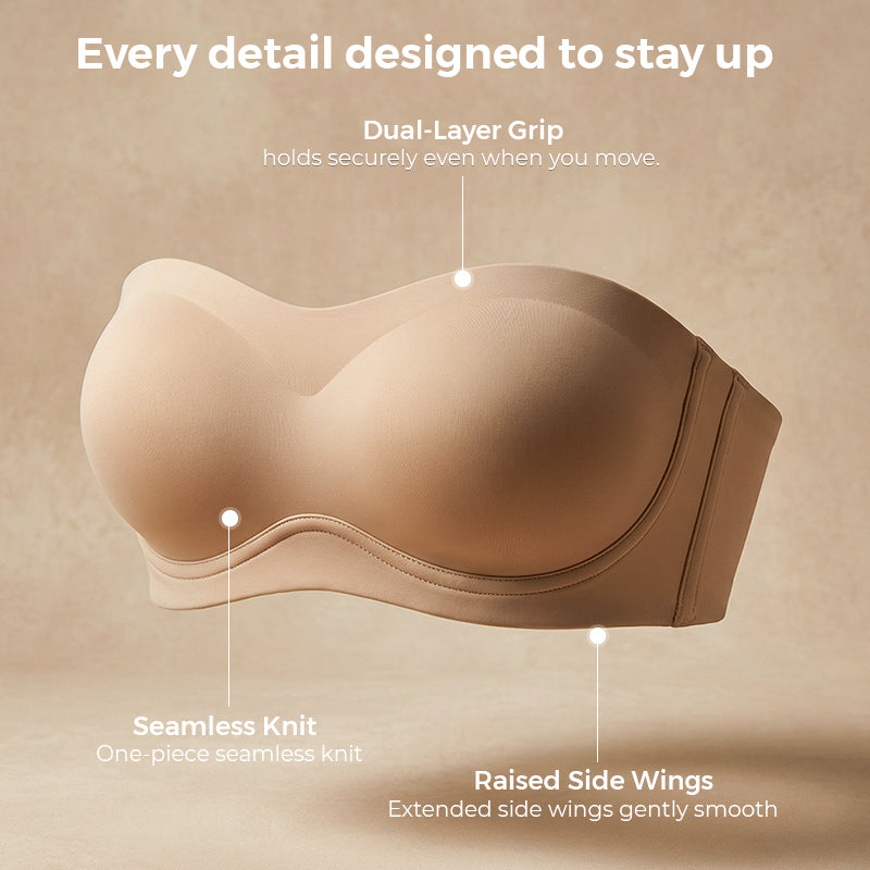 💞💞Womens Strapless Bras Push Up Bandeau Bra Non Slip Wireless Supportive Padded Bras Seamless Comfortable Tube Jelly Bra