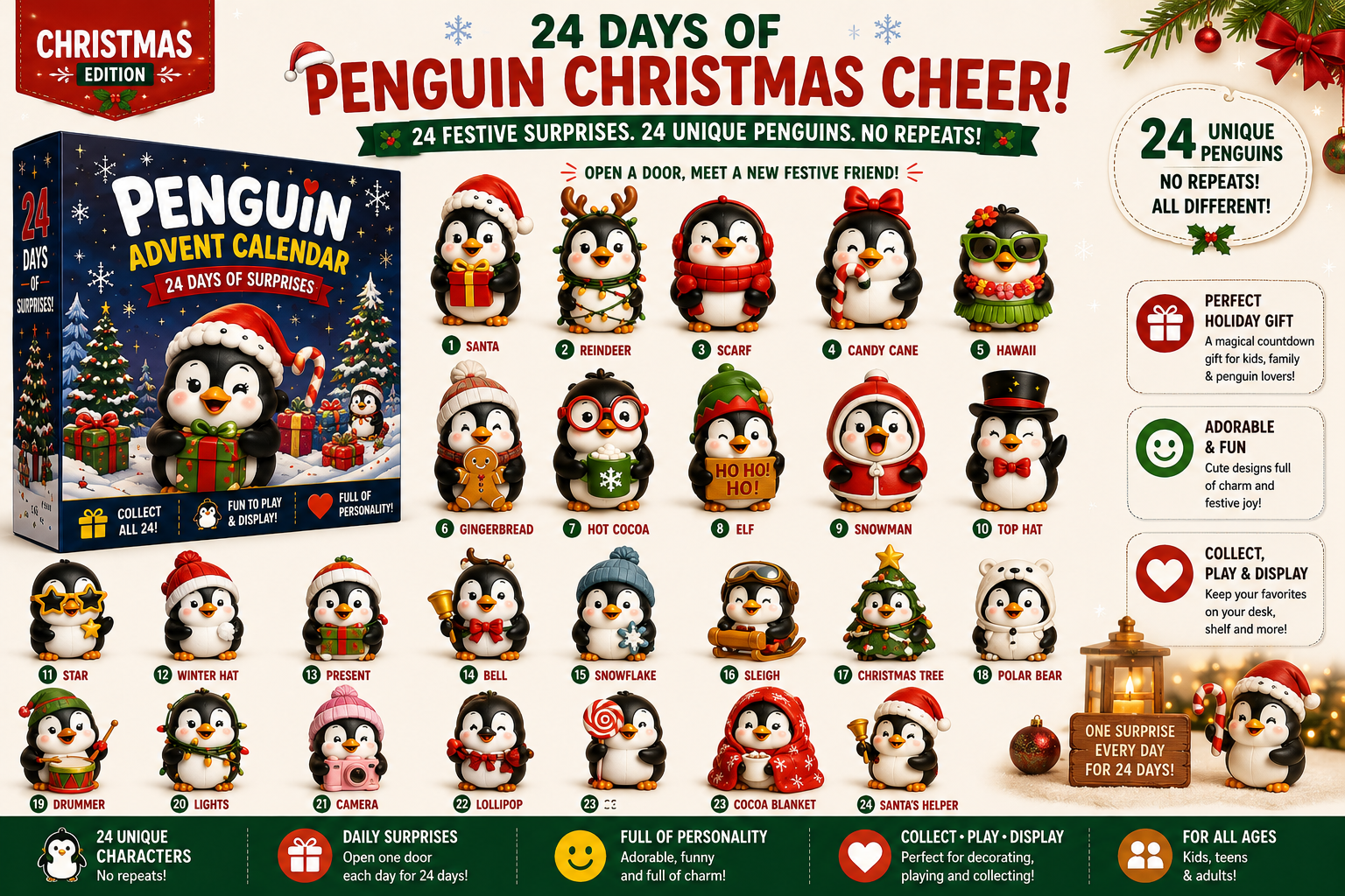 🐧 24 Days of Penguin Surprises Advent Calendar – 3 Fun Editions