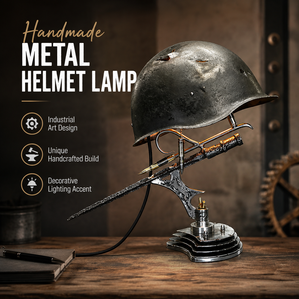 ⏰ 49% OFF Today Only!–🪖 War Relic Vintage Helmet Table Lamp