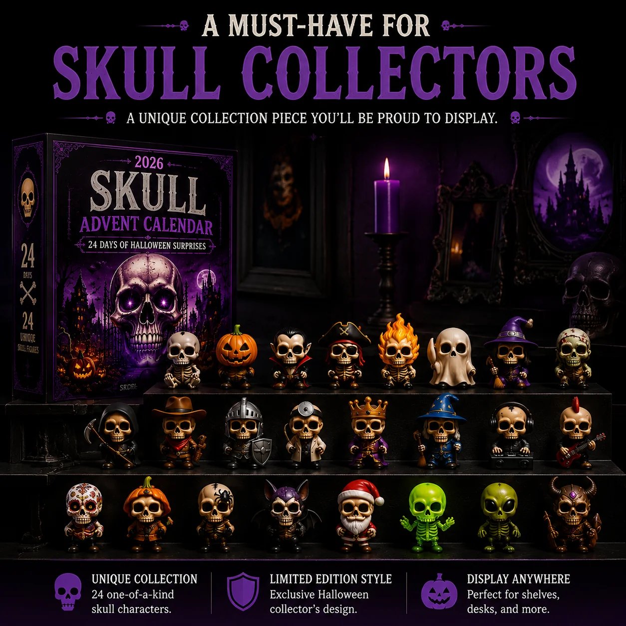 2026 Skull Halloween Advent Calendar – 24 Collectible Characters