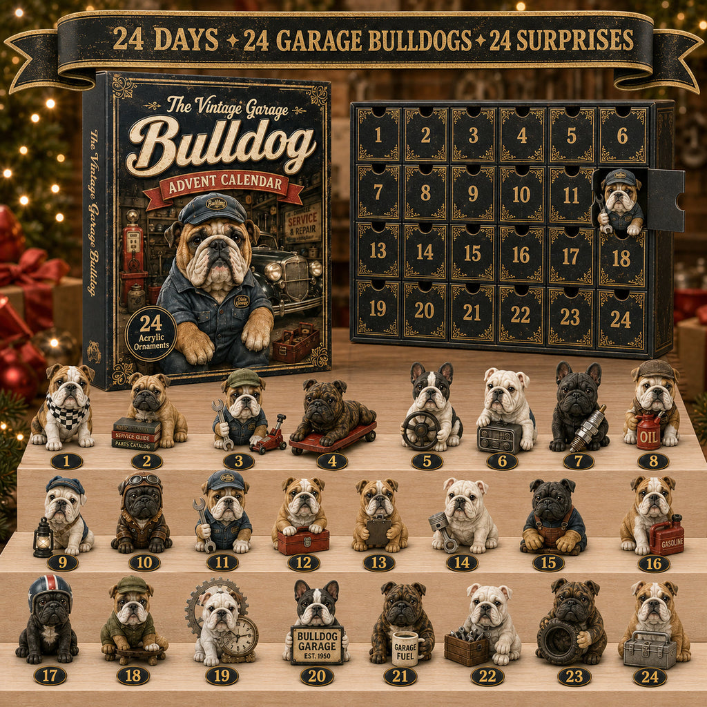Vintage Garage Bulldog Advent Calendar 2026 – 24 Collectible Characters