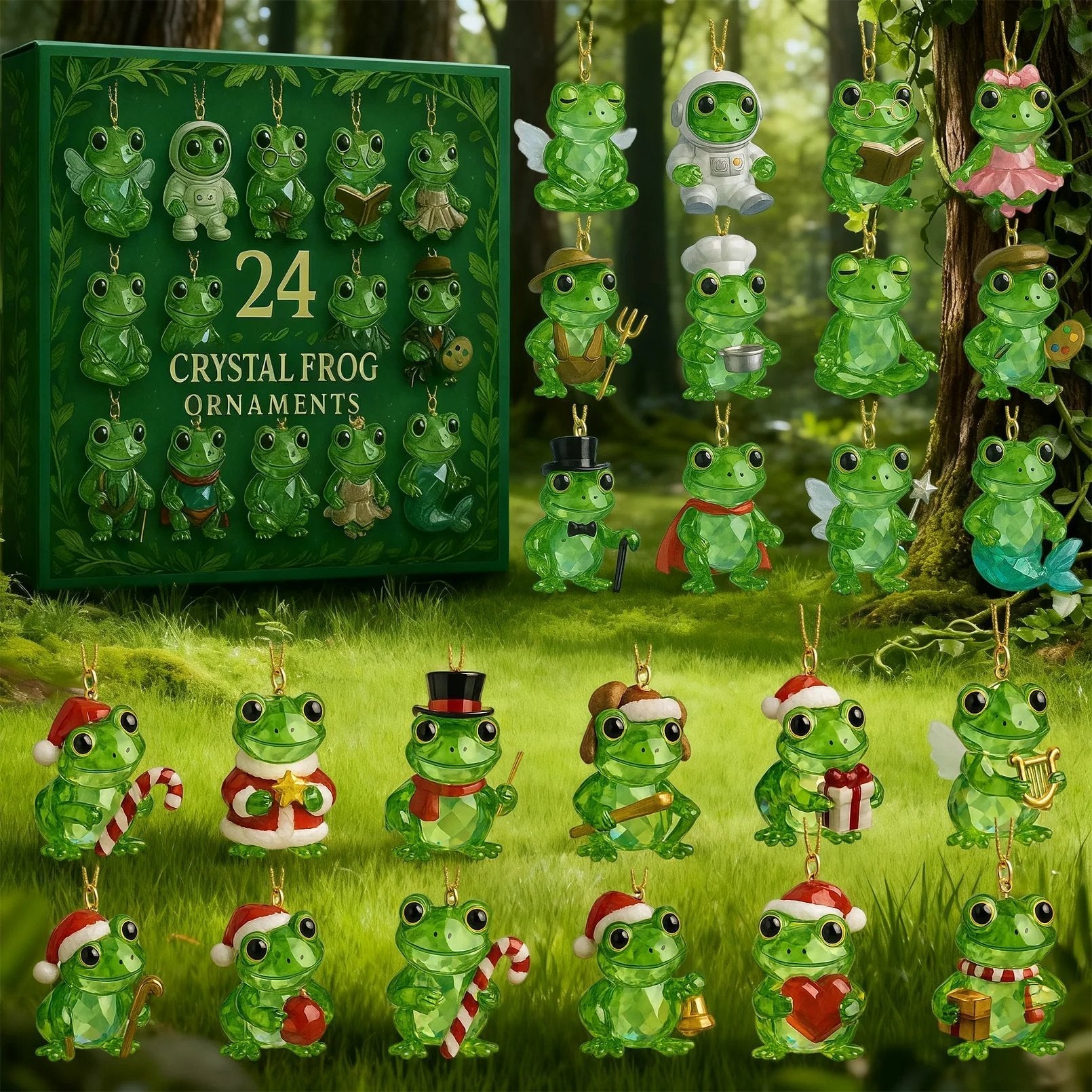 Frog Advent Calendar 2026 – 24 Crystal Forest Frog Ornaments