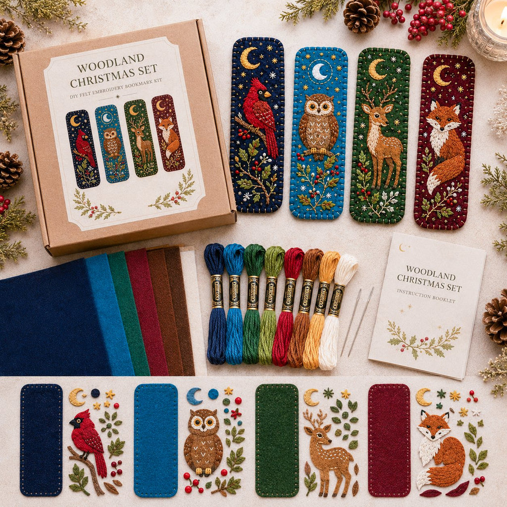 🎄 DIY Felt Embroidery Bookmark Kit