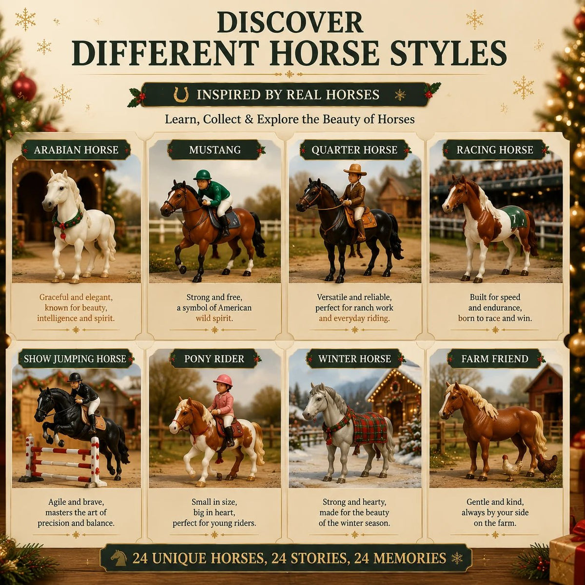 🐴 🎄 Christmas Horse Advent Calendar - 🎁💕24 Days of Horse Friends & Holiday Memories(📦Buy 2 Free Shipping)