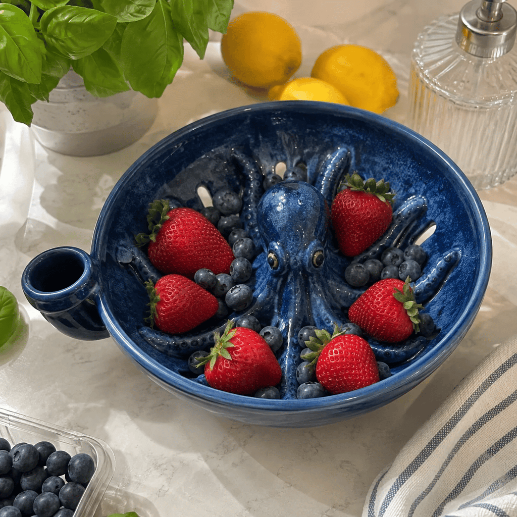 Bold Indigo Octopus Berry Colander