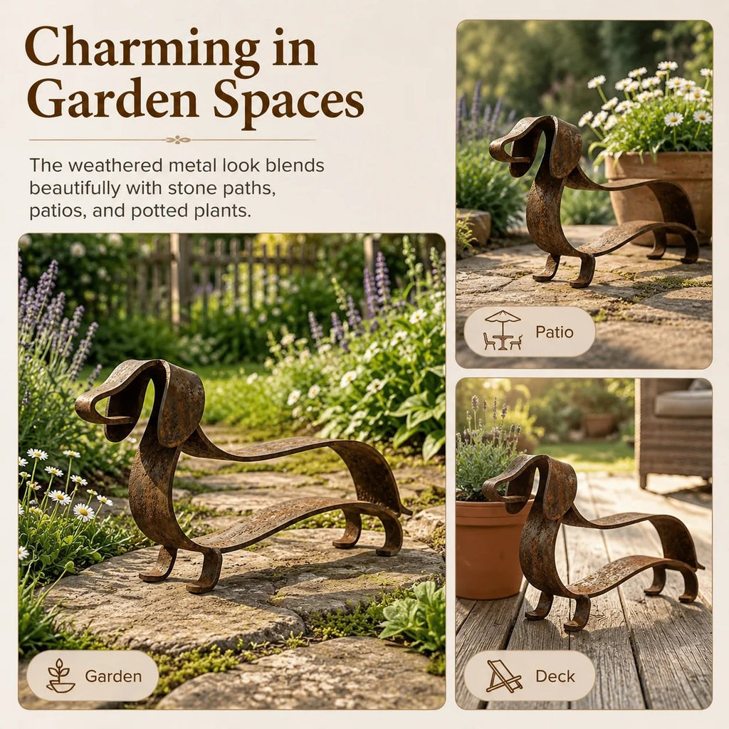Rustic Charm, Dachshund Style — Metal Sculpture for Home & Garden