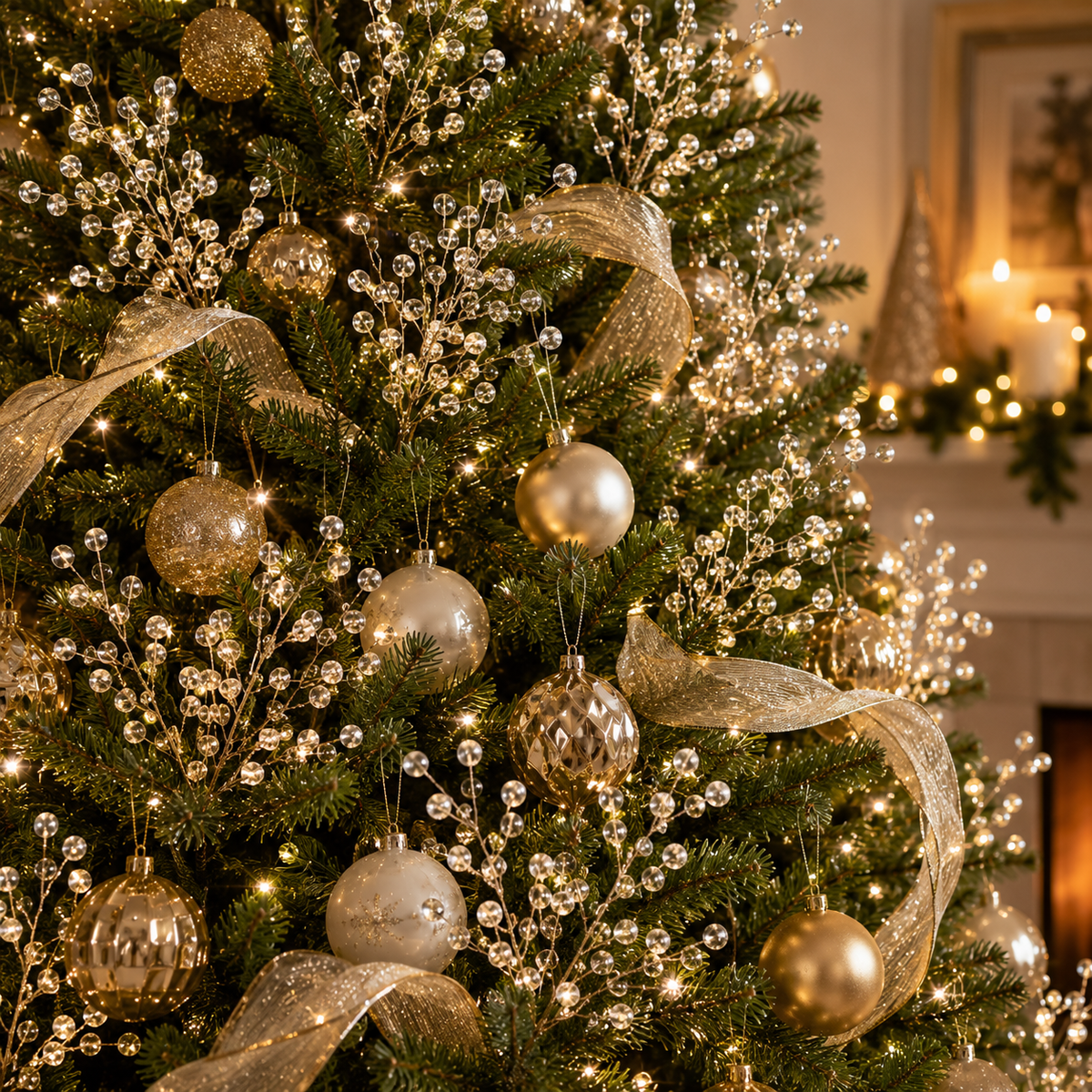 🎄 Clear Crystal Branch Sprays – Sparkling Christmas Tree Decorations