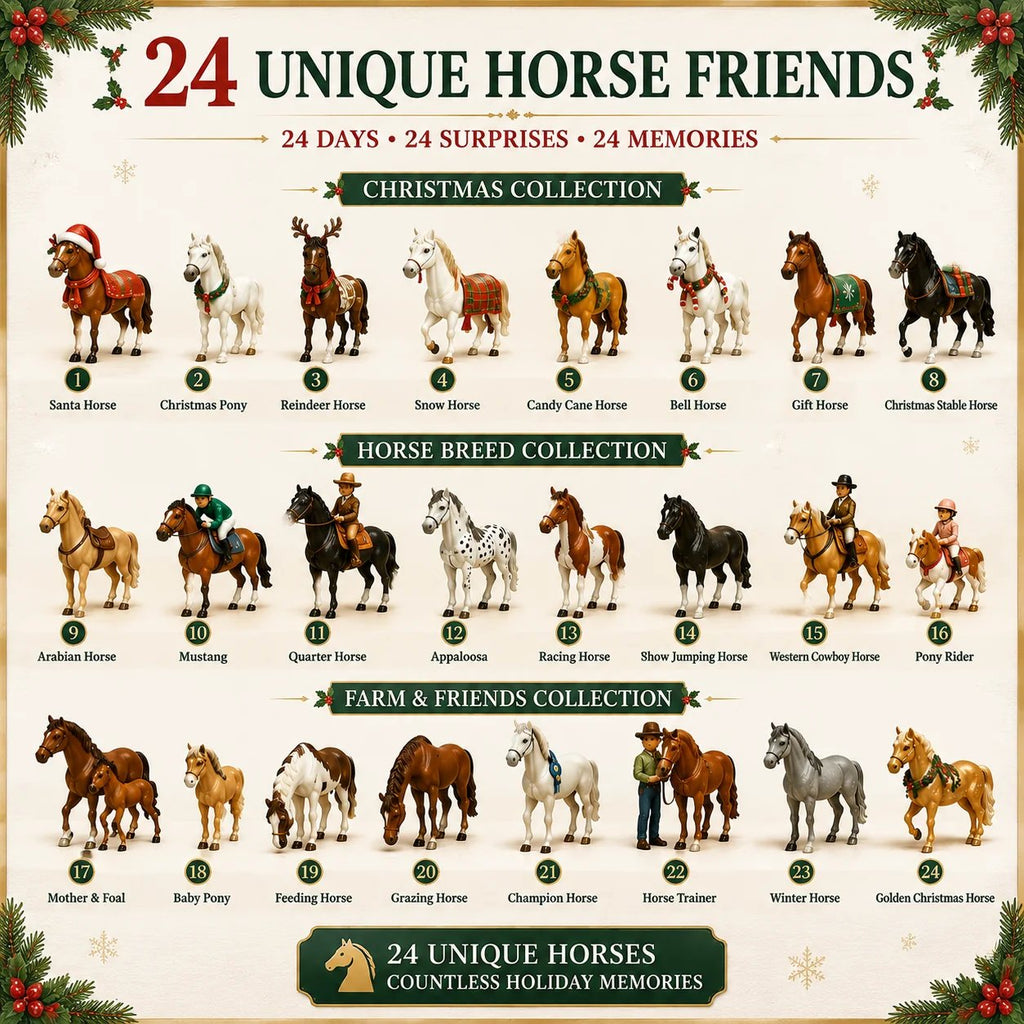 🐴 🎄 Christmas Horse Advent Calendar - 🎁💕24 Days of Horse Friends & Holiday Memories(📦Buy 2 Free Shipping)