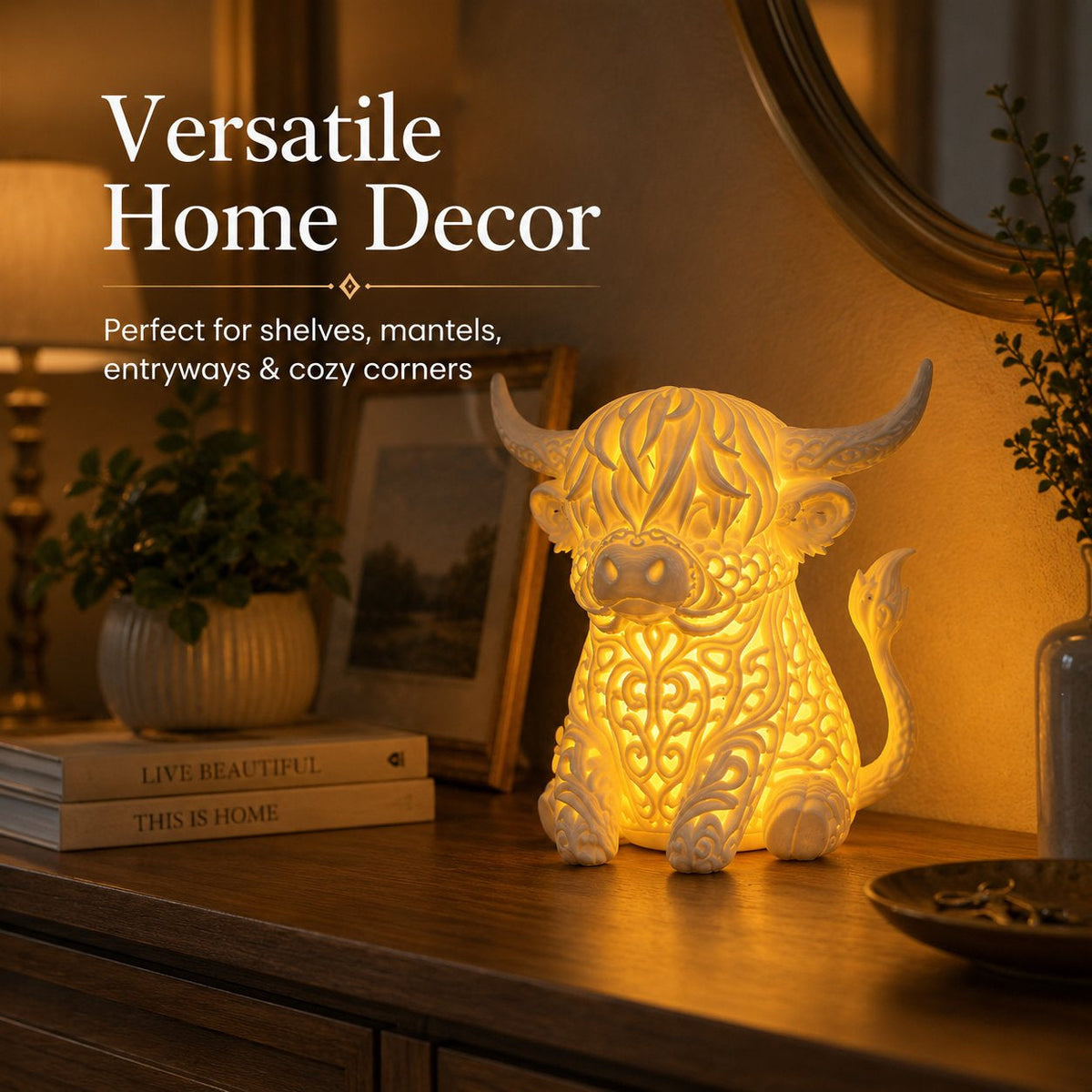 🐮 Highland Cow Projection Night Light — Glow & Cast Magical Patterns! ✨🌙