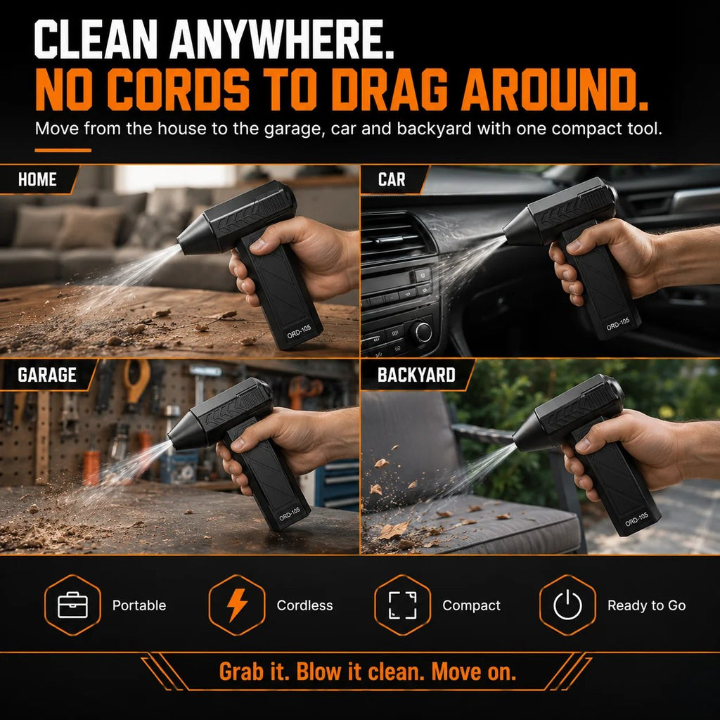 💨 Cordless Turbo Air Duster for Cars, Garages & Workspaces