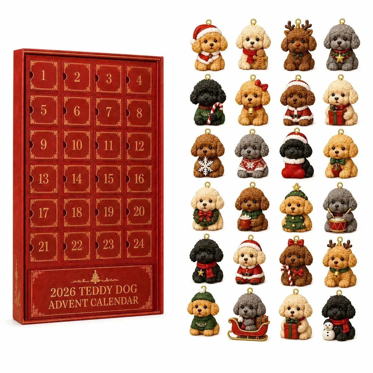 2026 Dog Lovers Advent Calendar – 24 Breed Ornaments