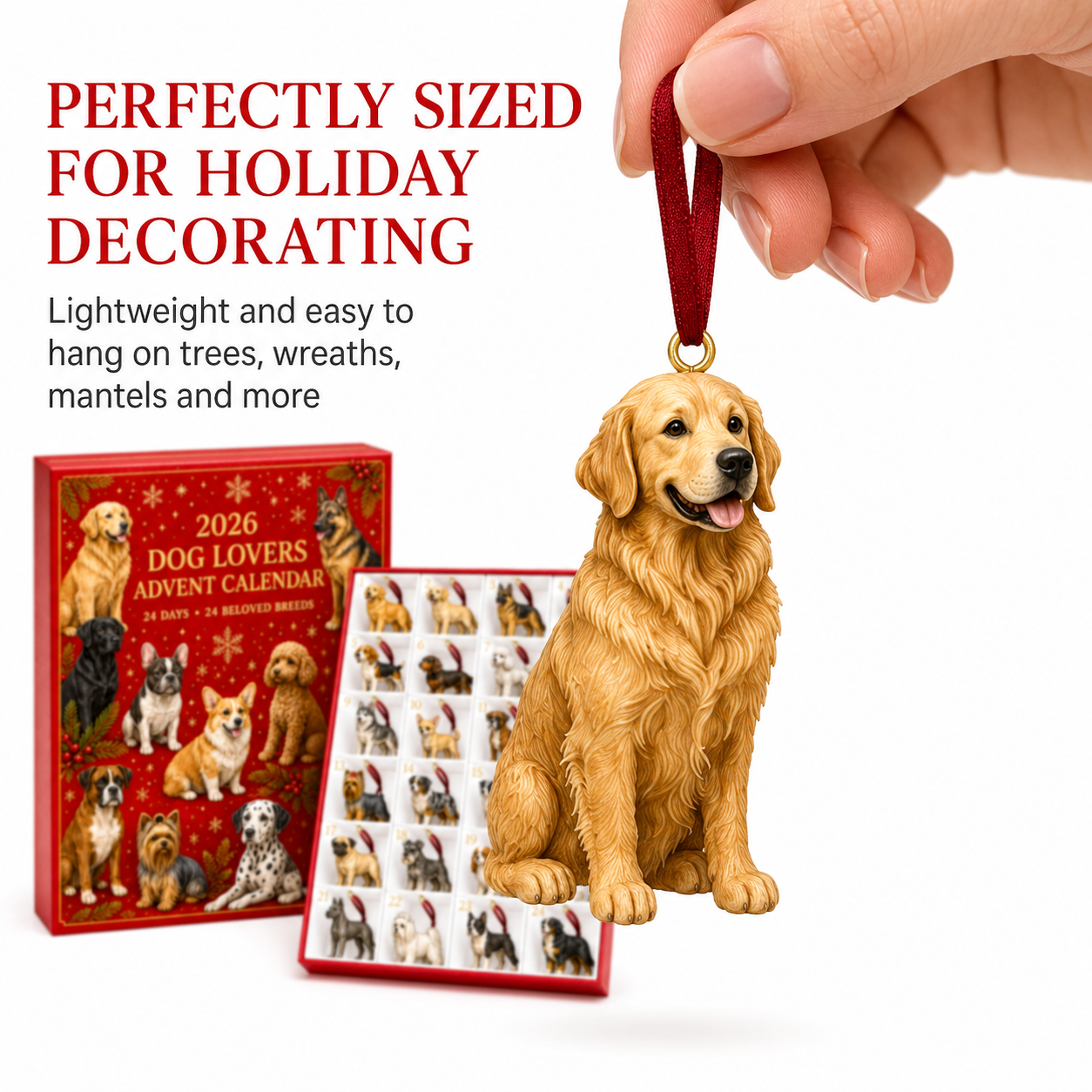 2026 Dog Lovers Advent Calendar – 24 Breed Ornaments