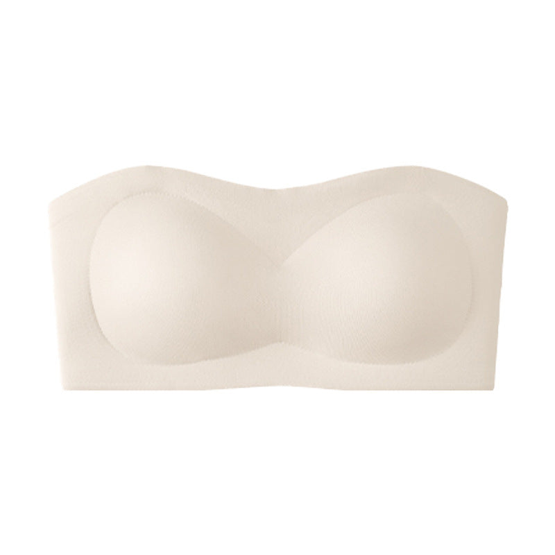 💞💞Womens Strapless Bras Push Up Bandeau Bra Non Slip Wireless Supportive Padded Bras Seamless Comfortable Tube Jelly Bra