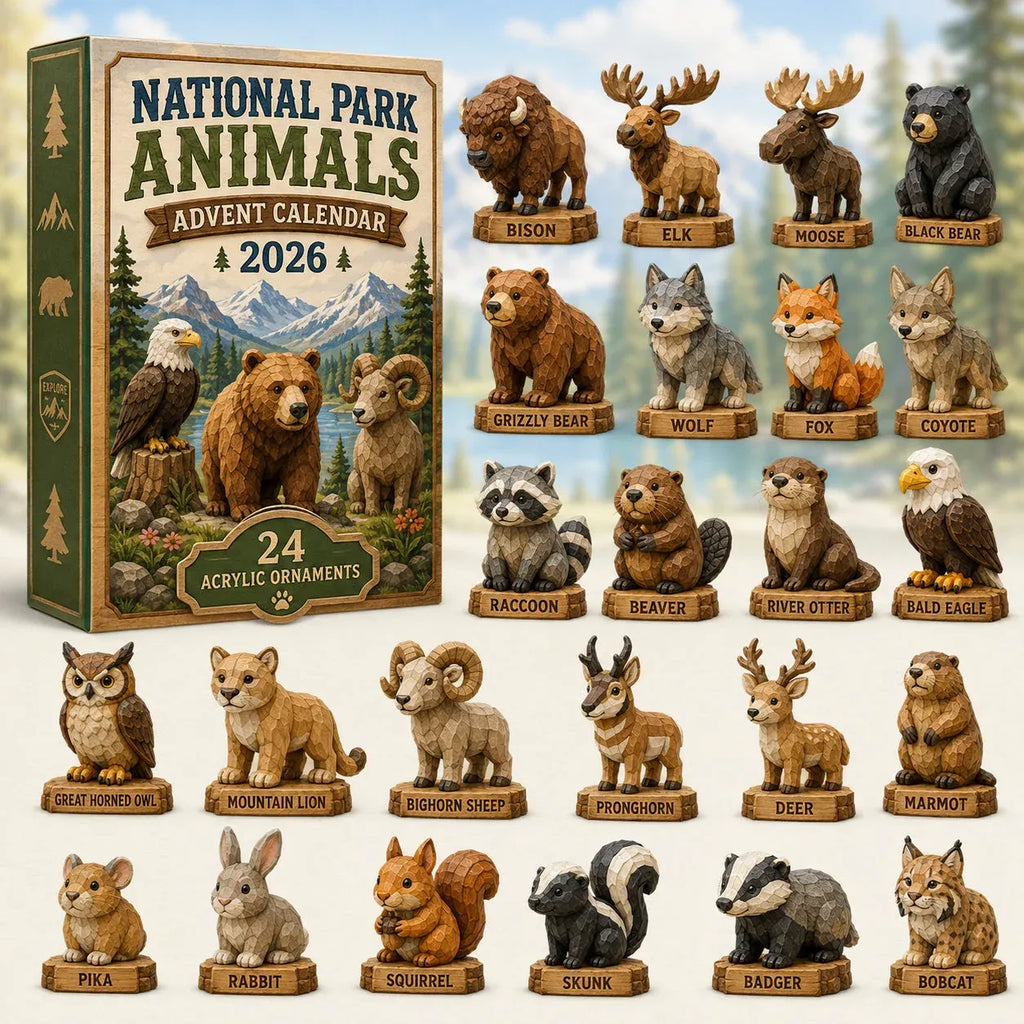 🐾 LAST DAY 49% OFF – 24 Days of National Park Wildlife Advent Calendar | 24 Unique Animal Collectibles Featuring Bison, Bears, Wolves, Eagles & More Wild Discoveries 🎄🏞️