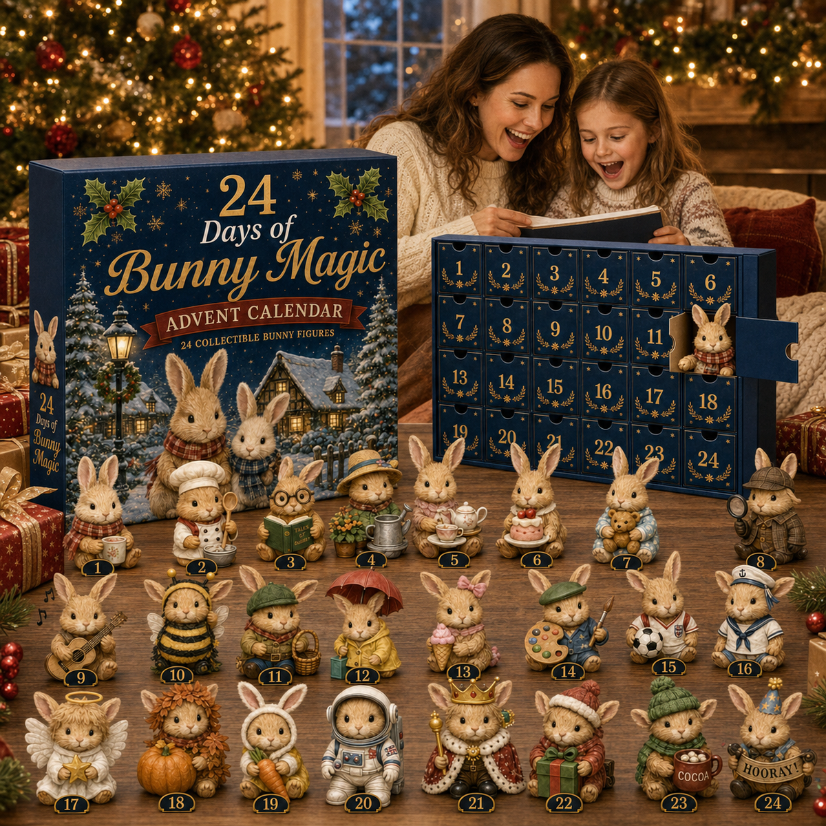 🐇CHRISMAST KICKOFF 49% OFF - 2026 British Bunnies Blind Box - 24‑Day Festive Countdown, Bunny Figurines Blind Box - Gift For Bunny Lovers