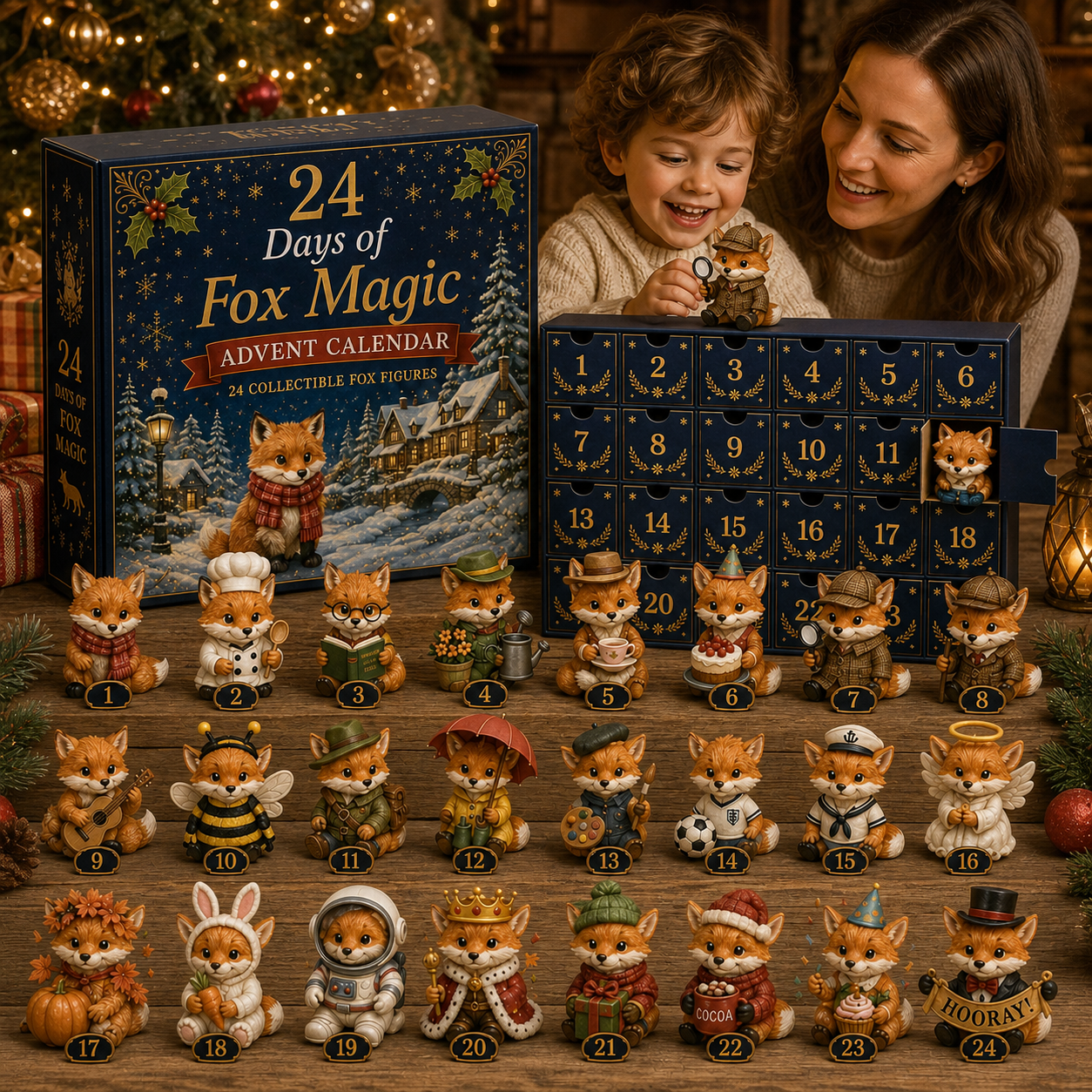 CHRISTMAS KICKOFF 49% OFF - 2026 British Foxes Blind Box - 24‑Day Festive Countdown, Fox Figurines Blind Box - Gift For Fox Lovers