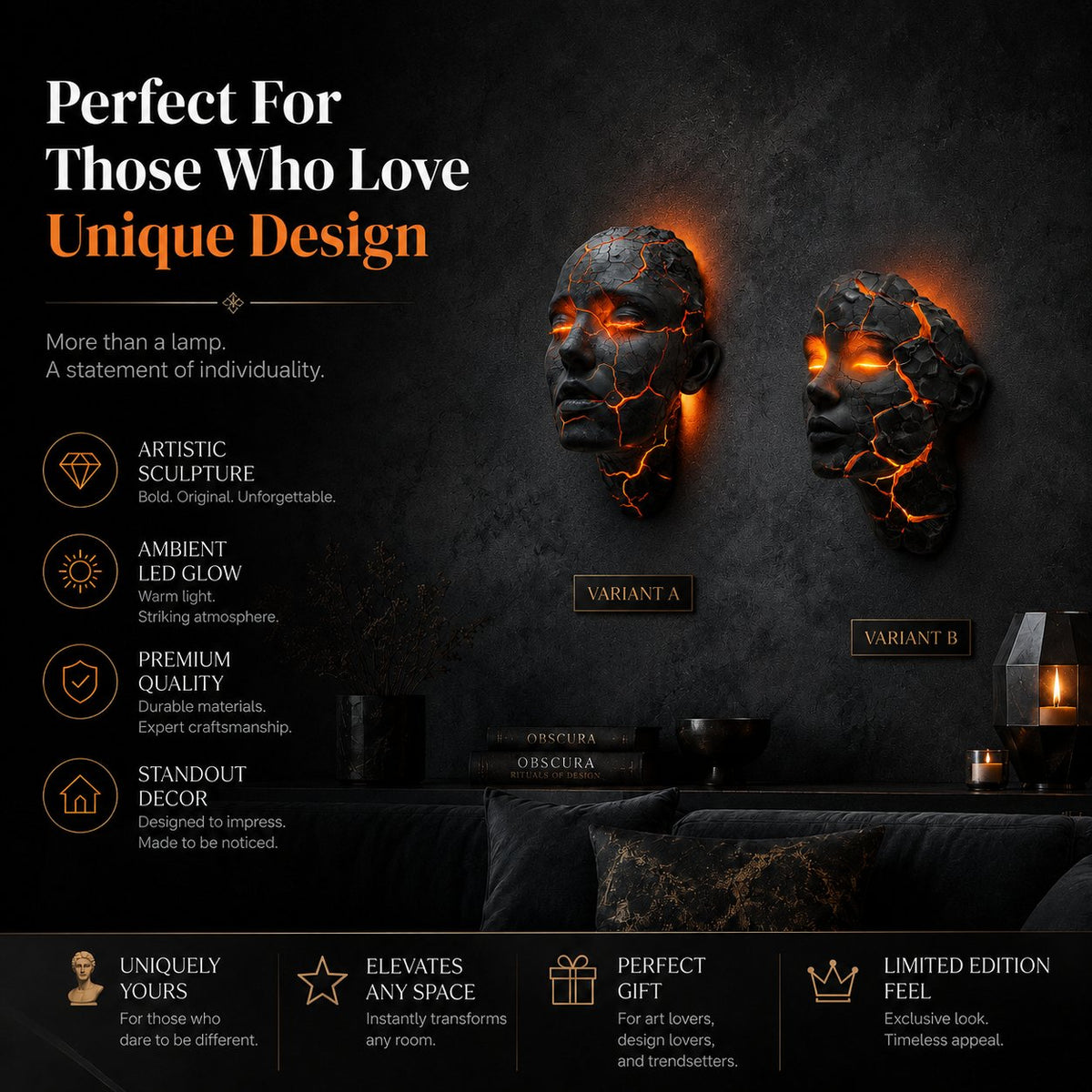 🔥 Cracked Soul Wall Lamp – The Ultimate Gothic & Modern Home Accent