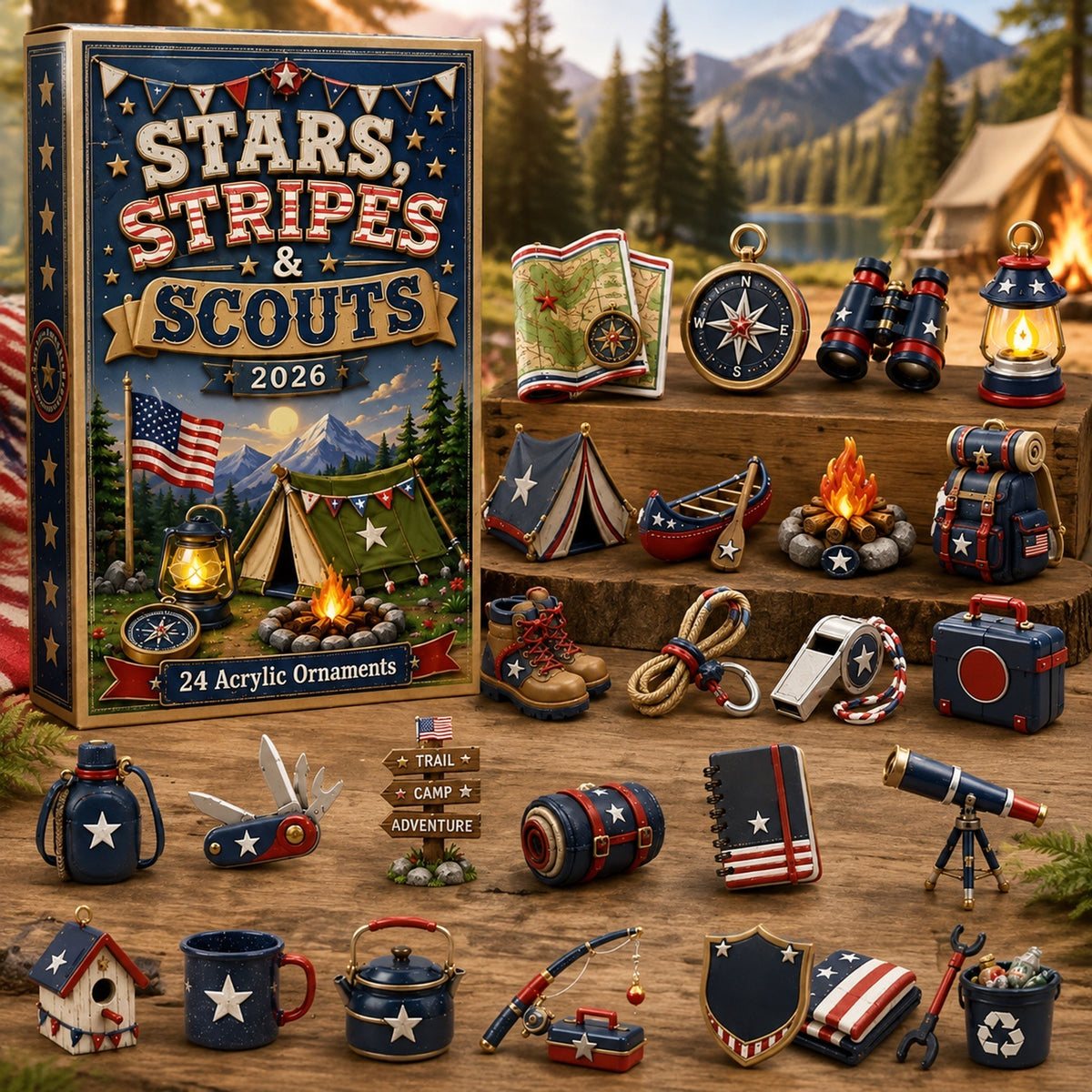 Stars Stripes Camping  Advent Calendar 2026 - 24-Day Festive Countdown