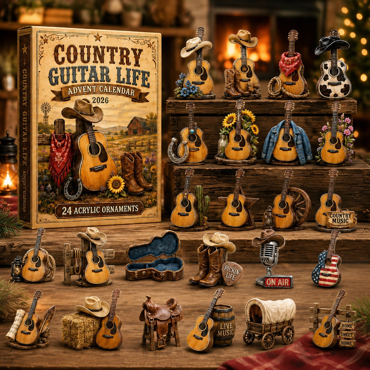 🔥Last 50 pcs✨Country Guitar Life Advent Calendar 2026 - 24-Day Festive Countdown