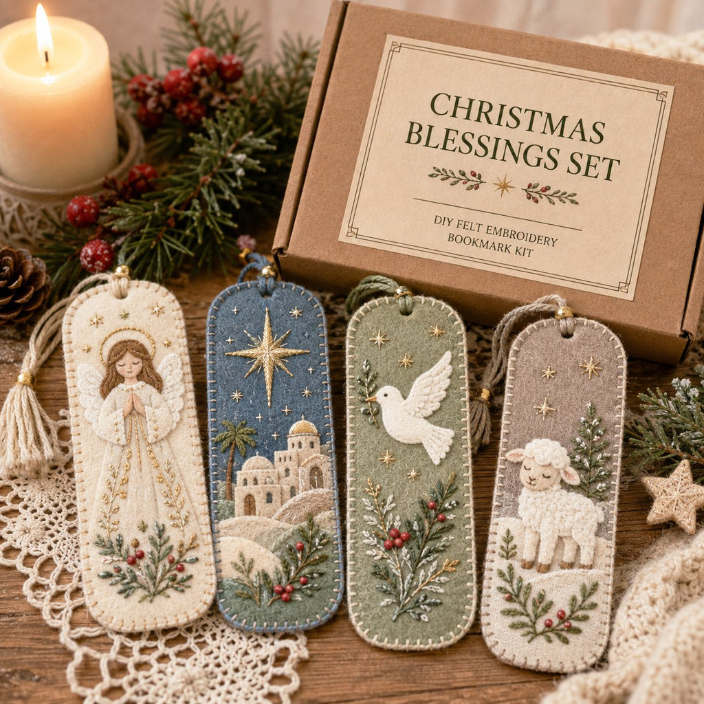 🎄 DIY Felt Embroidery Bookmark Kit