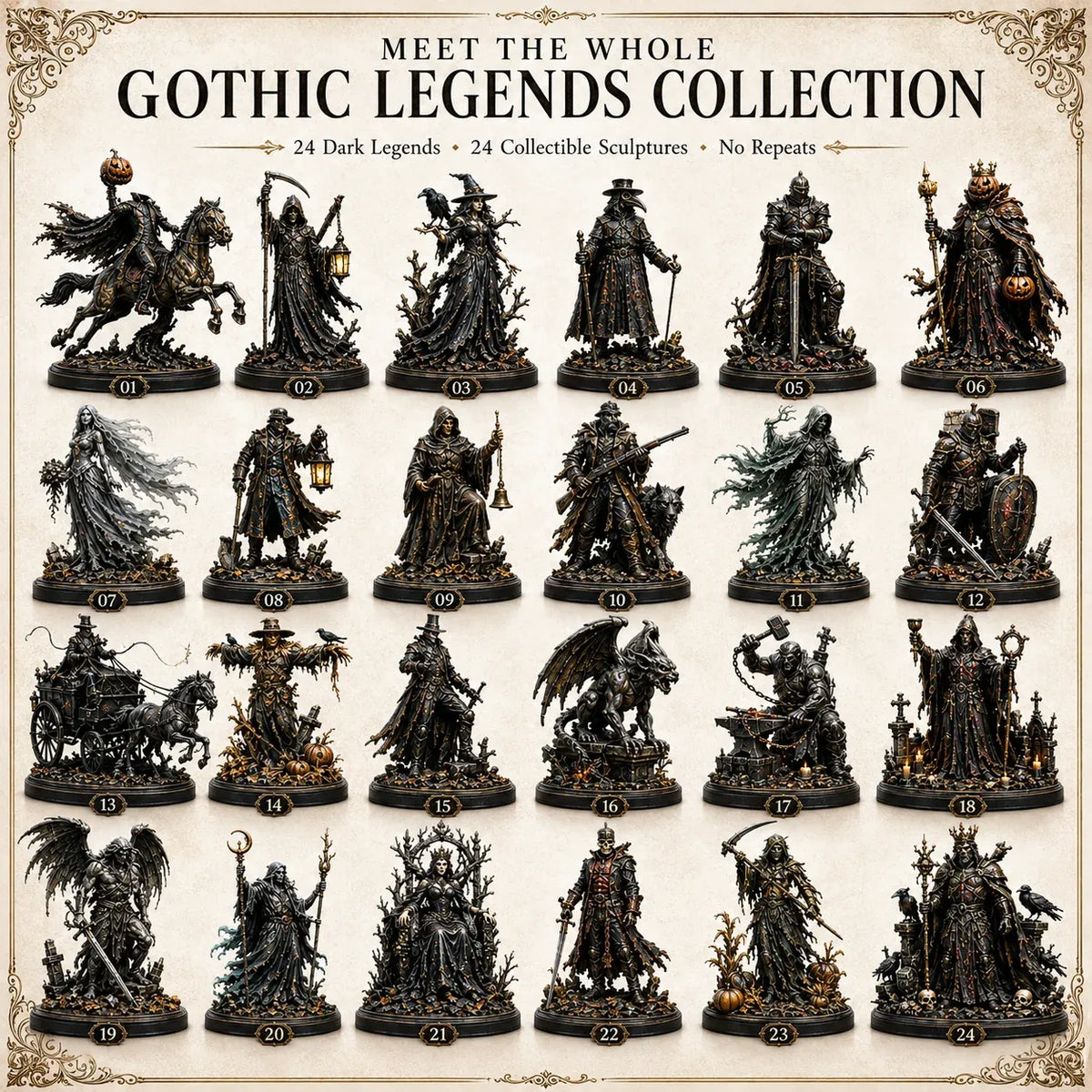 🔥🎁🖤 Gothic Legends Advent Calendar 2026 — 24 Days, 24 Dark Legends, 24 Unique Collectible Sculptures