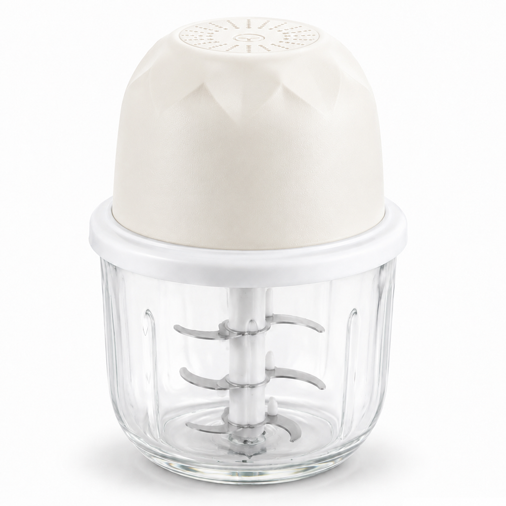 One-Touch Cordless Mini Food Chopper – 350mL Glass Bowl & 6-Blade Power ⚡