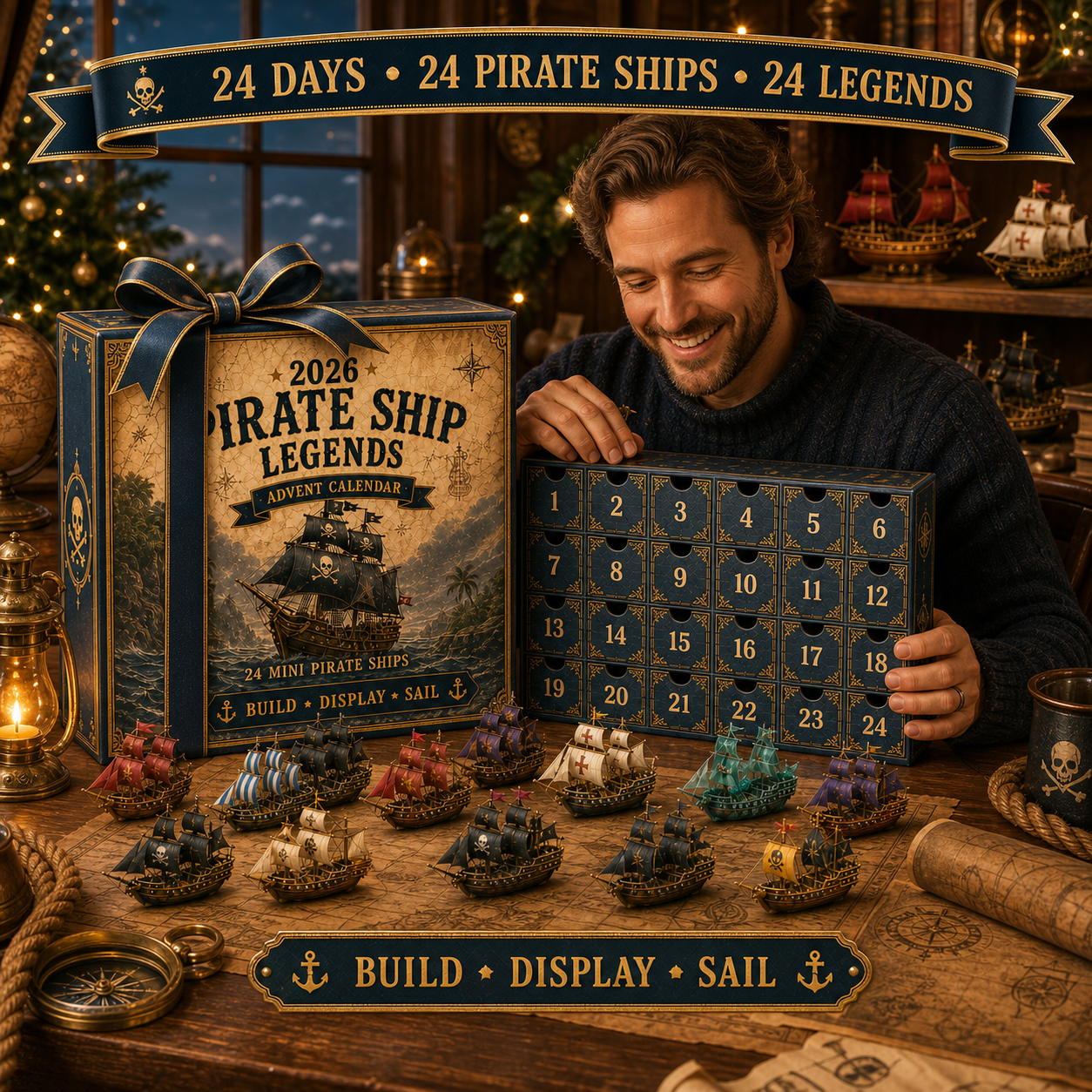 ⏳ Last Day 49% OFF – 🏴‍☠️⛵ Pirate Ship Legends Advent Calendar 2026 | 24 Days of High-Seas Adventure with 24 Unique Mini Pirate Ships 🎄🎁