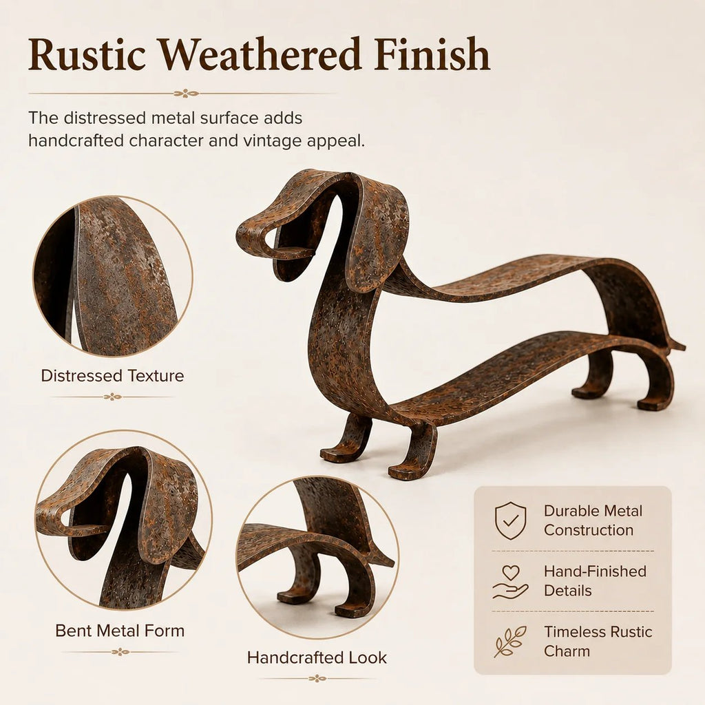 Rustic Charm, Dachshund Style — Metal Sculpture for Home & Garden