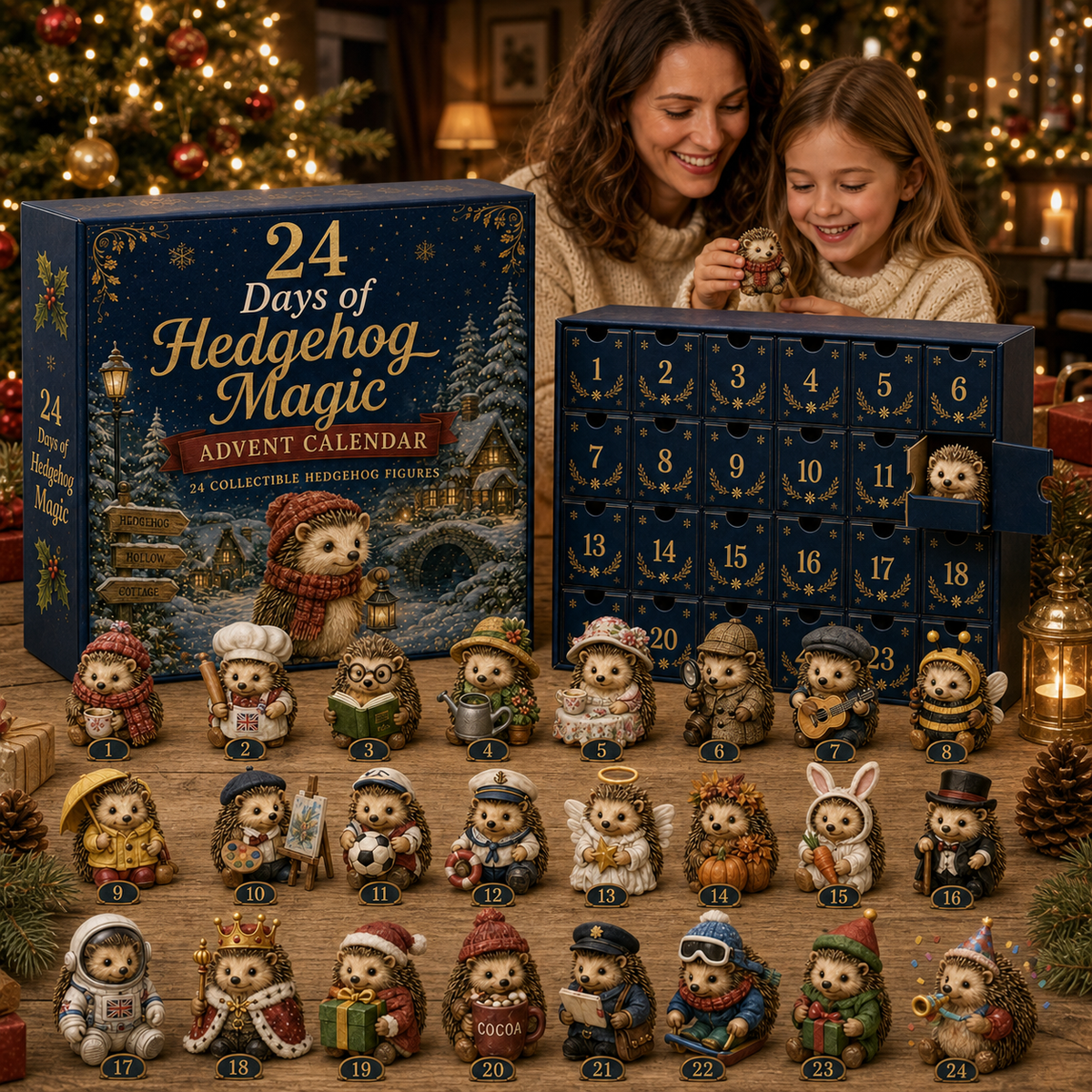 CHRISTMAS KICKOFF 49% OFF - 2026 Forest Hedgehogs Blind Box - 24‑Day Festive Countdown, Hedgehog Figurines Blind Box - Gift For Hedgehog Lovers