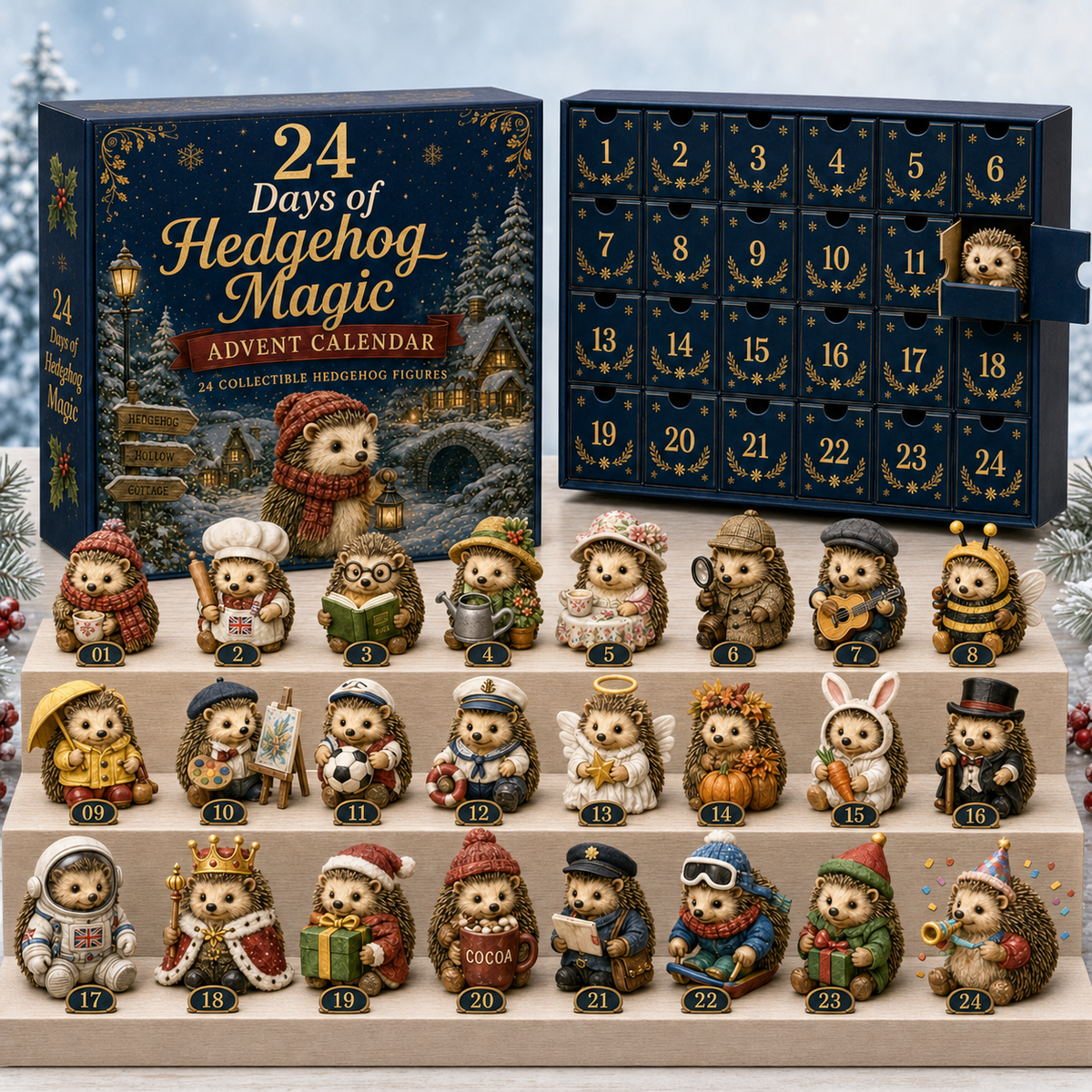CHRISTMAS KICKOFF 49% OFF - 2026 Forest Hedgehogs Blind Box - 24‑Day Festive Countdown, Hedgehog Figurines Blind Box - Gift For Hedgehog Lovers