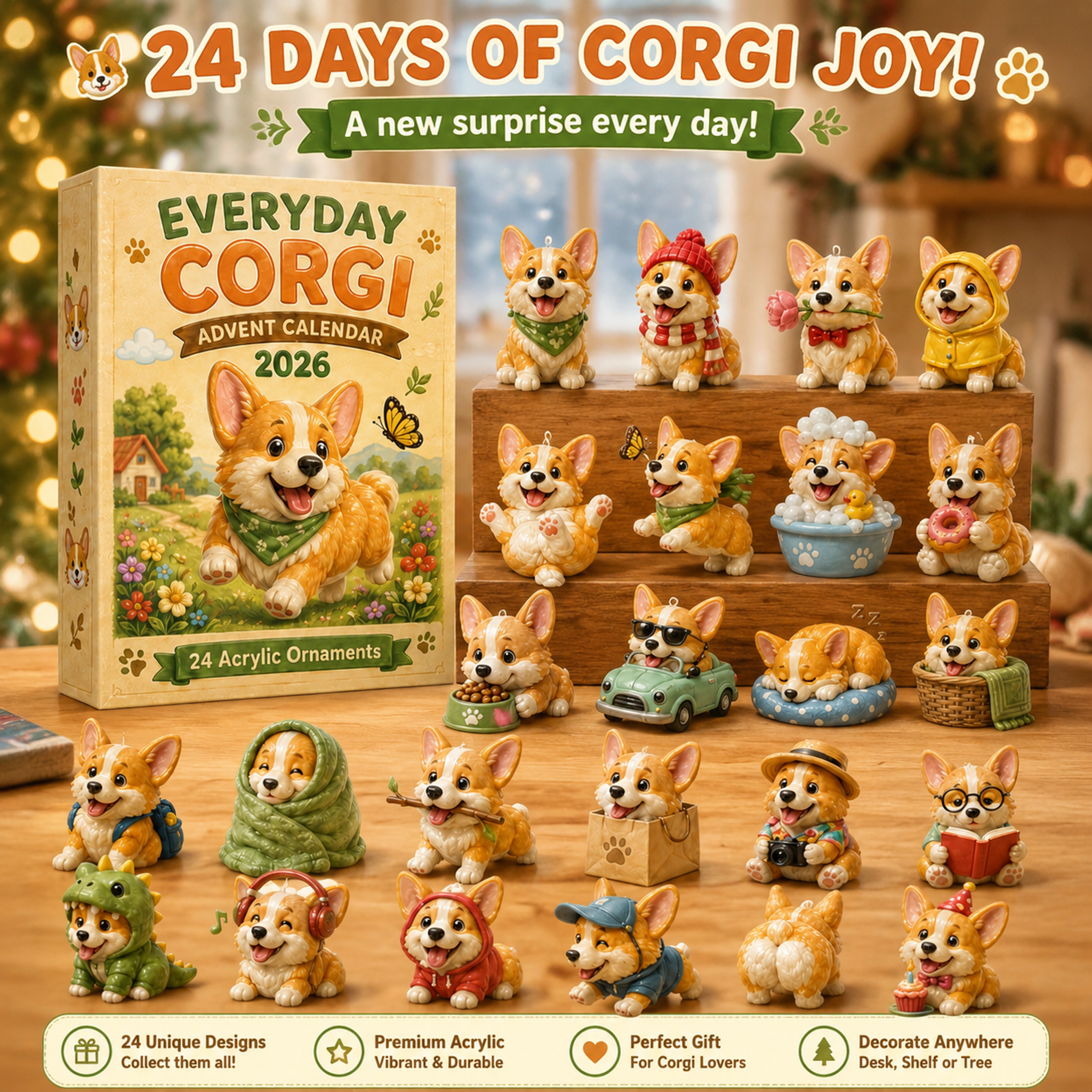 Everyday Corgi Advent Calendar 2026 – 24 Acrylic Charm Surprises